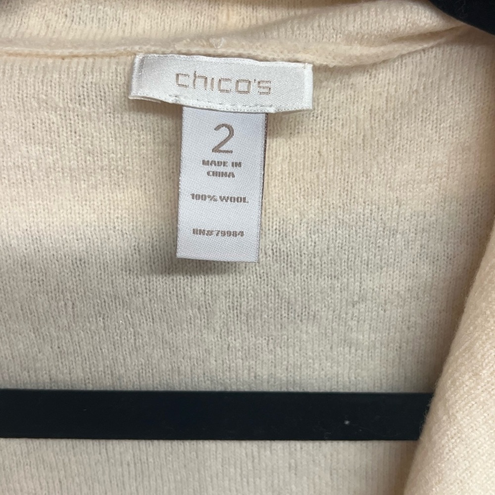 Chico's Ivory Open-Weave 100% Wool Cardigan - Picture 2 of 4